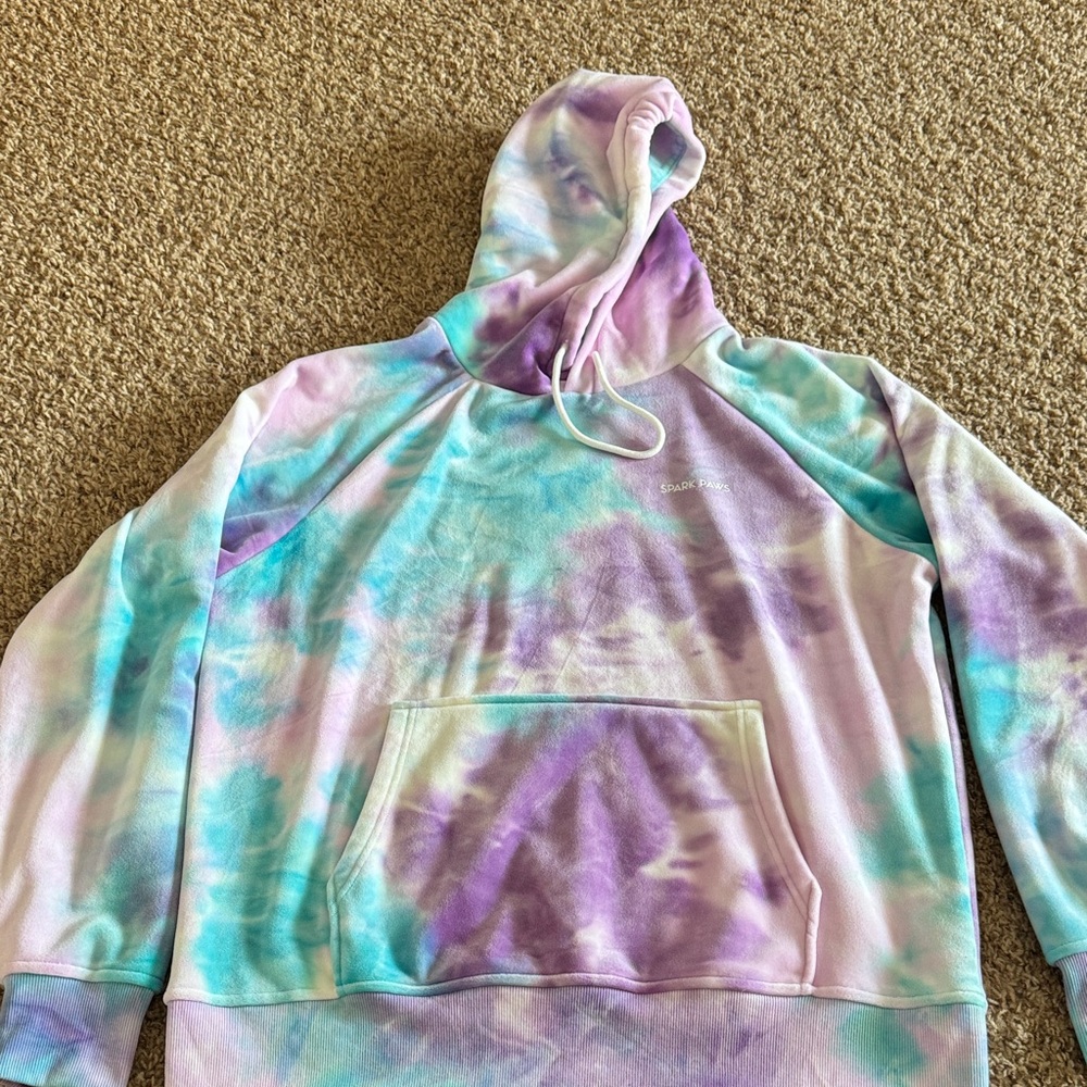 Tie-Dye Velour feel Hoodie with Front Pocket Sparkpaws